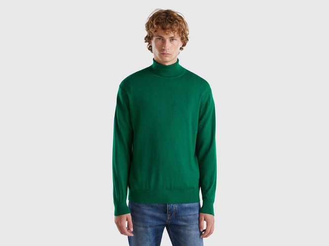 Benetton, Pull À Col Montant En Pure Laine Mérinos, taille L, Vert - United Colors of Benetton - Modalova