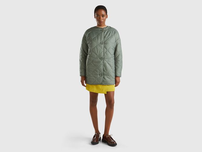 Benetton, Bomber Lungo In Nylon, taglia XL, Verde Chiaro, Donna - United Colors of Benetton - Modalova