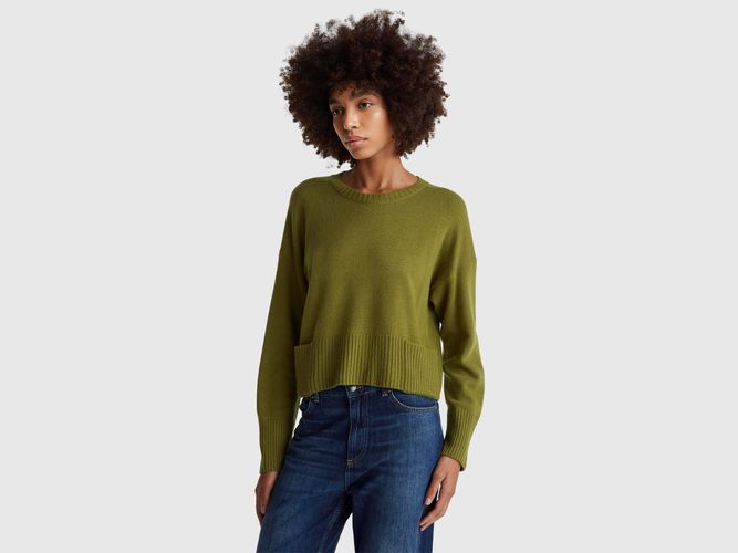 Benetton, Pull En Mélange De Laine Et De Viscose, Taille: L, Kaki - United Colors of Benetton - Modalova
