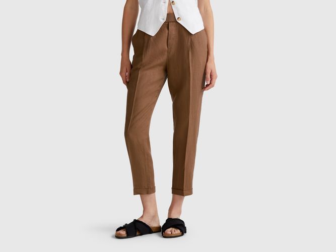 Benetton, Pantalon Coupe Classique En Pur Lin, taille L, Marron - United Colors of Benetton - Modalova