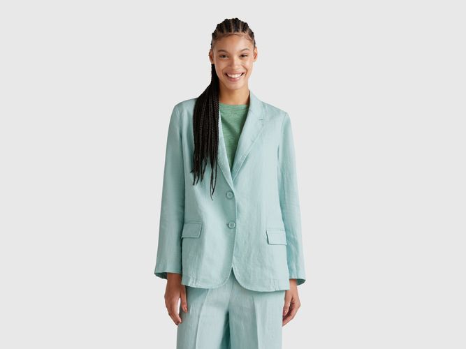 Benetton, Blazer En Pur Lin, taille, Bleu Vert - United Colors of Benetton - Modalova