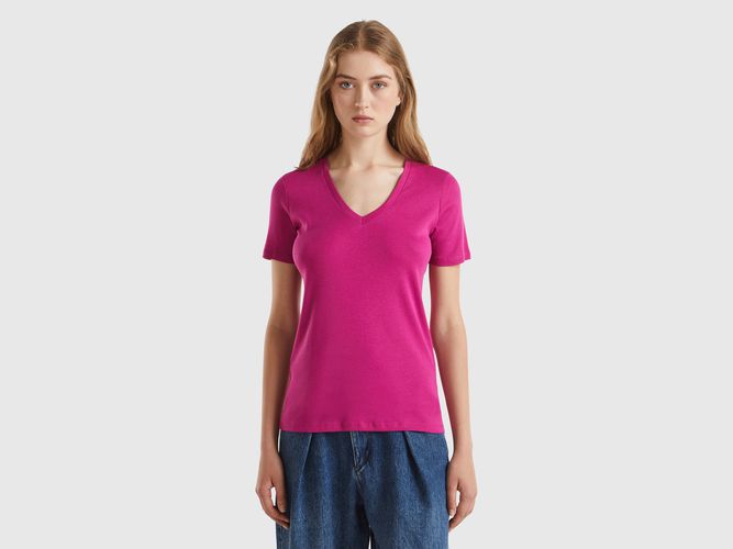 Benetton, T-shirt En Pur Coton Col V, taille M, - United Colors of Benetton - Modalova