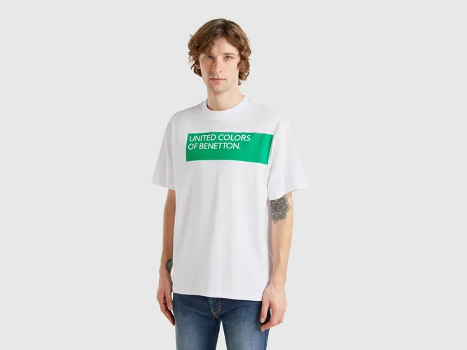 Benetton, T-shirt Avec Imprimé Devant Et Dos, taille L, Blanc - United Colors of Benetton - Modalova