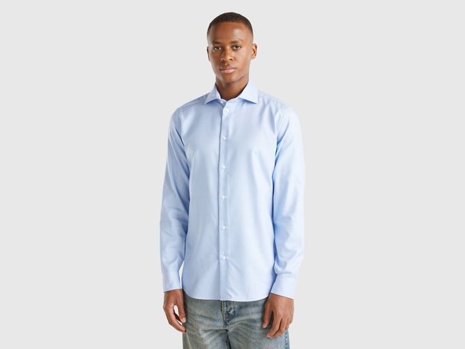 Benetton, Chemise Ajustée En Coton Mélangé, taille XXXL, Bleu Ciel - United Colors of Benetton - Modalova