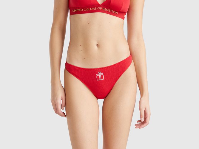 Benetton, Culotte De Noël Rouge À Broderie Cadeau, taille L, Rouge - United Colors of Benetton - Modalova