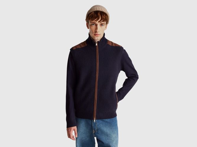 Benetton, Gilet Zippé En Mélange De Laine, Taille: XS, Bleu Foncé - United Colors of Benetton - Modalova