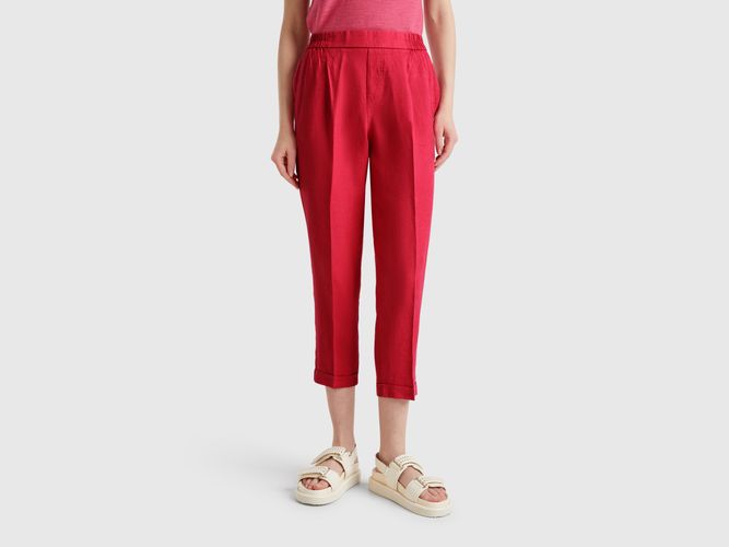 Benetton, Pantalon Court En 100% Lin, taille L, Fraise - United Colors of Benetton - Modalova