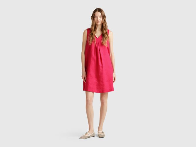 Benetton, Robe Sans Manches En Pur Lin, taille L, Fraise - United Colors of Benetton - Modalova