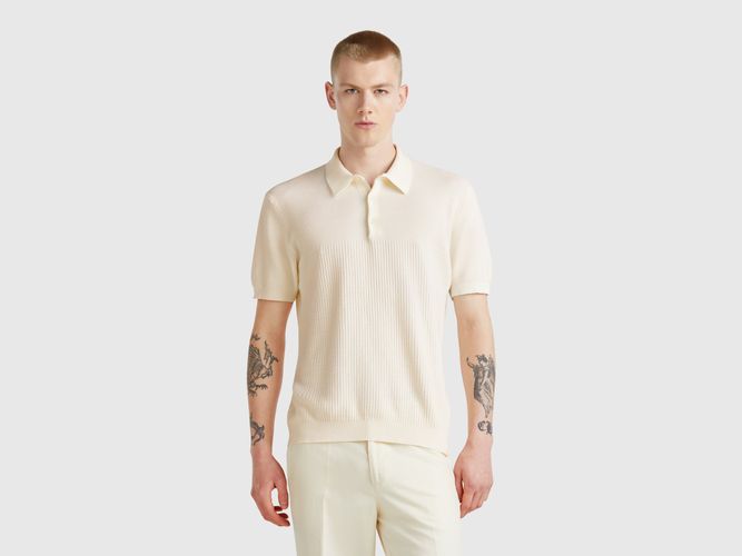 Benetton, Polo Tricoté À Manches Courtes, taille XXL, Crème - United Colors of Benetton - Modalova