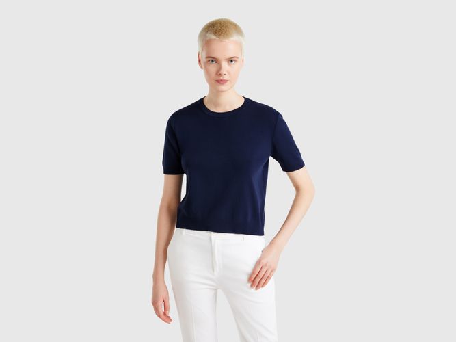 Benetton, Chemise À Manches Courtes 100% Coton, taille XXS, Bleu Foncé - United Colors of Benetton - Modalova