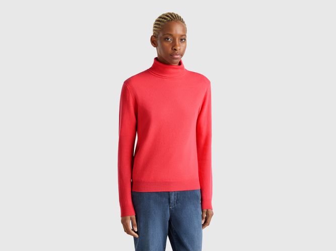 Benetton, Pull Cyclamen À Col Montant En Pure Laine Mérinos, taille XS, Saumon - United Colors of Benetton - Modalova