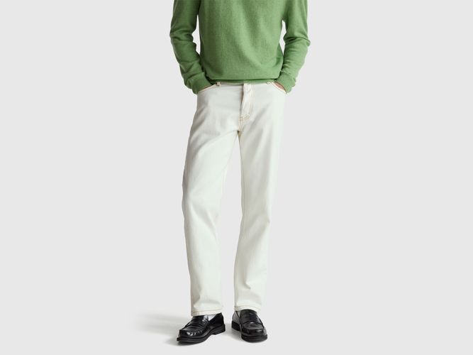 Benetton, Pantalon Cinq Poches Coupe Régulière, Taille: 32, Crème - United Colors of Benetton - Modalova