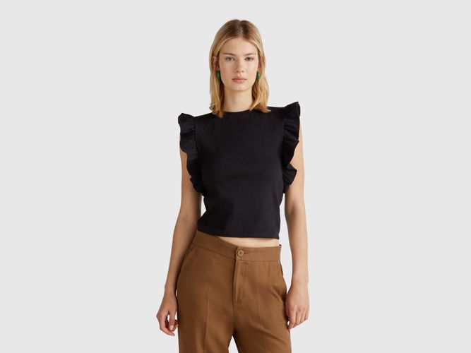 Benetton, T-shirt Coupe Slim À Volants, taille L, Noir - United Colors of Benetton - Modalova