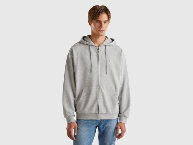 Benetton, Sweat Zippé En Coton À Capuche, taille XXL, Gris Clair - United Colors of Benetton - Modalova