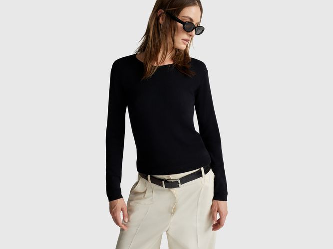 Benetton Online exclusive, Pull Col Rond En Pur Coton, taille L, Noir - United Colors of Benetton - Modalova