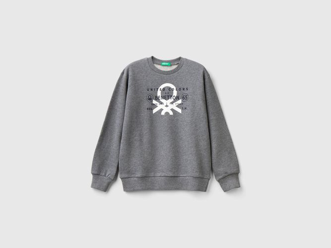 Benetton, Felpa Con Stampa Logo, taglia M, Grigio Scuro, Bambini - United Colors of Benetton - Modalova