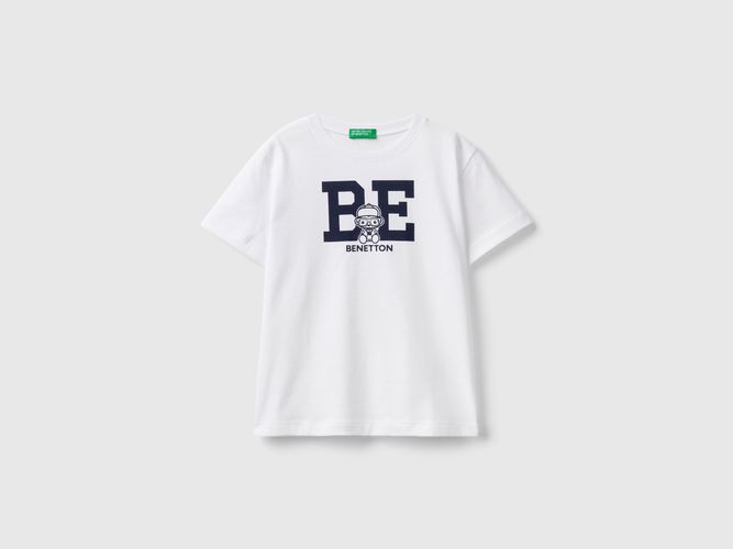 Benetton, T-shirt 100% Cotone Con Logo, taglia 116, Bianco, Bambini - United Colors of Benetton - Modalova