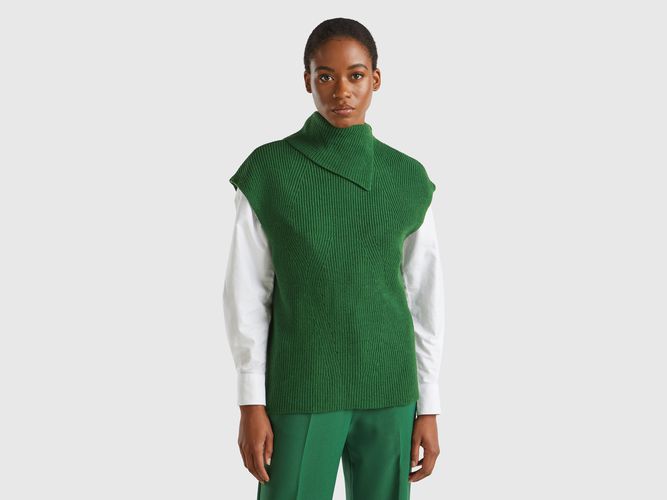 Benetton, Veste Longue Sans Manches À Col Montant, taille L, Vert Foncé - United Colors of Benetton - Modalova