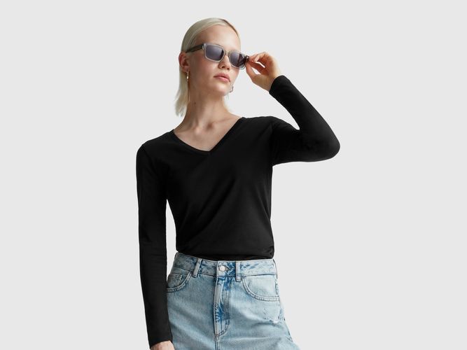 Benetton, T-shirt Noir Col V, taille L, Noir - United Colors of Benetton - Modalova