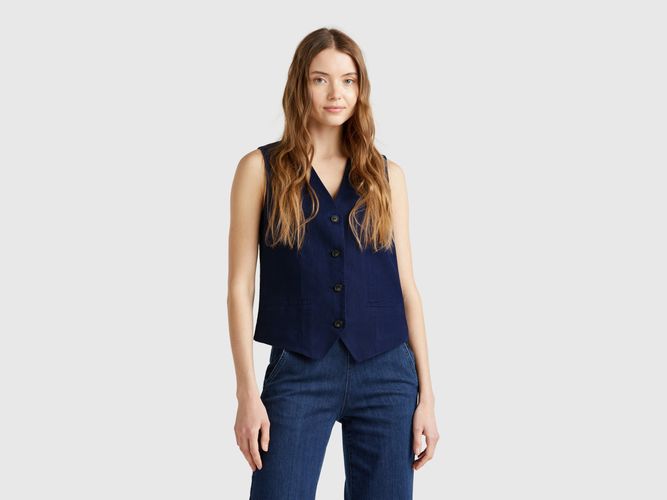 Benetton, Gilet Pur Lin, taille, Bleu Foncé - United Colors of Benetton - Modalova