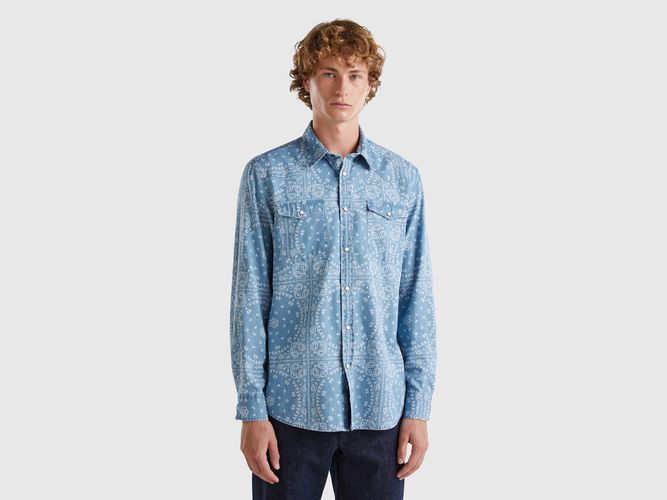 Benetton, Chemise Western En Chambray, taille L, Bleu Clair - United Colors of Benetton - Modalova