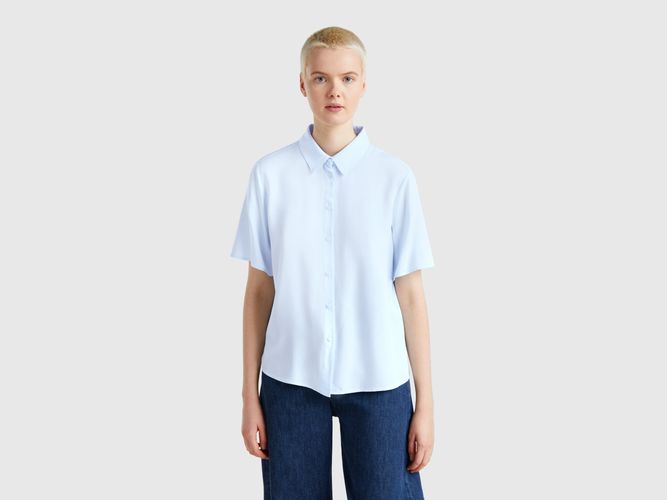 Benetton, Chemise Manches 3/4 En Viscose, taille M, Bleu Ciel - United Colors of Benetton - Modalova