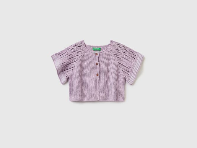 Benetton, Cardigan Manica Corta In Misto Lino, taglia 82, Lilla, Bambini - United Colors of Benetton - Modalova