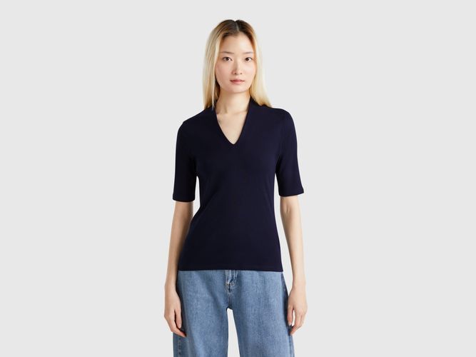 Benetton, T-shirt Coupe Slim En Coton Longues Fibres, taille XS, Bleu Foncé - United Colors of Benetton - Modalova