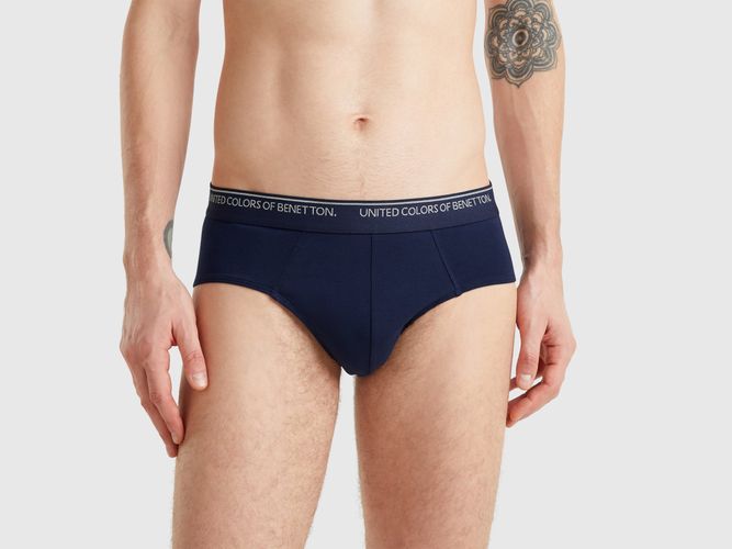 Benetton, Slip En Coton Stretch, taille L, Bleu Foncé - United Colors of Benetton - Modalova