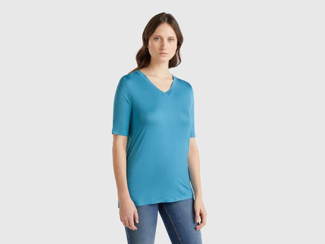 Benetton, T-shirt Col V En Viscose Stretch, taille L, - United Colors of Benetton - Modalova