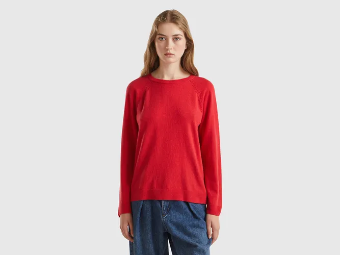 Benetton, Pull Col Rond Rouge En Mélange De Laine Et De Cachemire, taille L, Rouge - United Colors of Benetton - Modalova