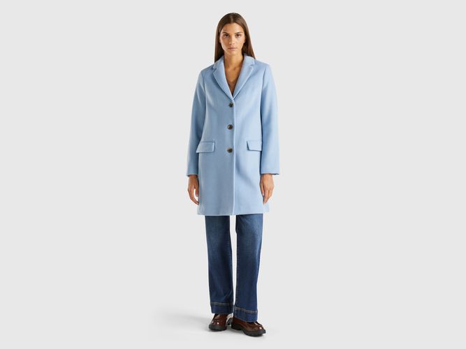 Benetton, Manteau Court En Drap De Laine Mélangée, taille, Bleu Clair - United Colors of Benetton - Modalova