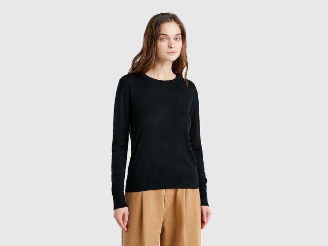 Benetton, Chemise À Manches Longues En Soie Mélangée, taille L, Noir - United Colors of Benetton - Modalova