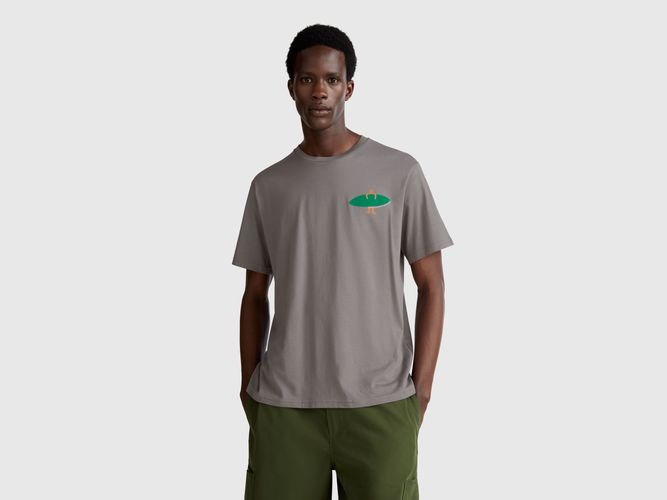 Benetton, T-shirt Avec Imprimé En Coton Biologique, taille XXL, Gris Foncé - United Colors of Benetton - Modalova