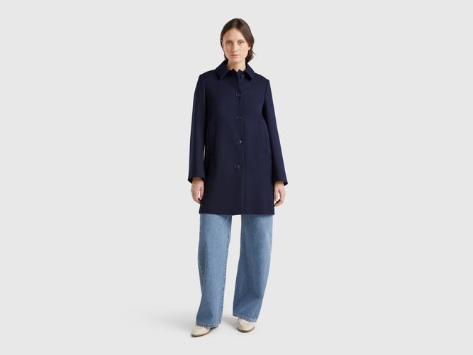 Benetton, Manteau En Viscose Mélangée, taille, Bleu Foncé - United Colors of Benetton - Modalova