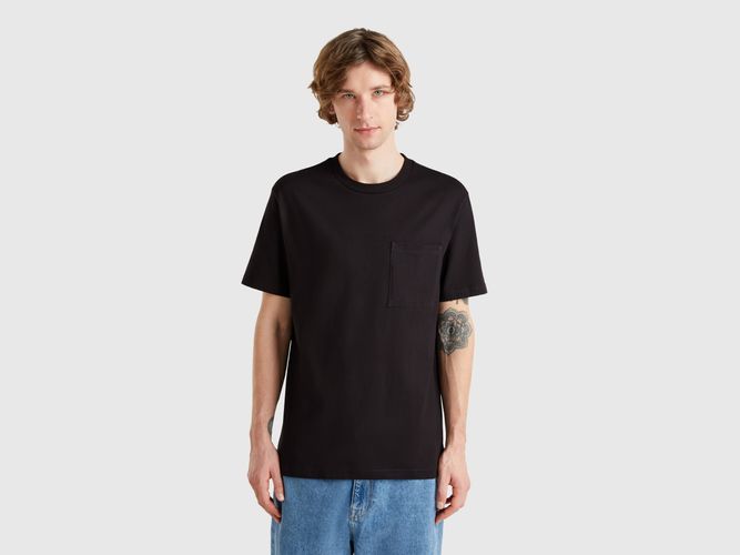 Benetton, T-shirt Noir En Coton Bio À Petite Poche, taille XXL, Noir - United Colors of Benetton - Modalova