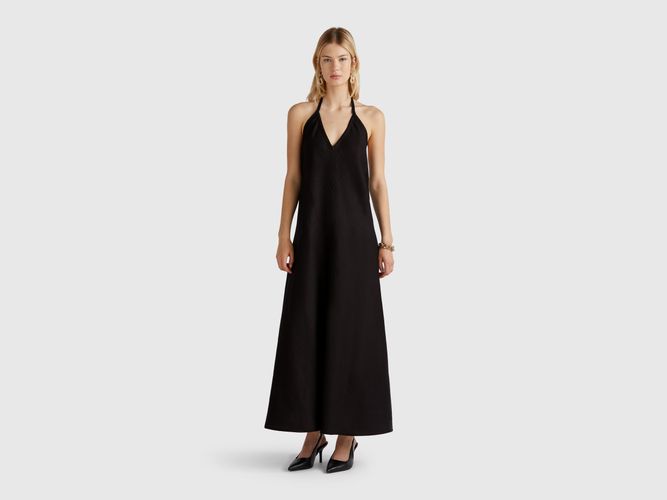 Benetton, Robe Longue En Pur Lin, taille L, Noir - United Colors of Benetton - Modalova