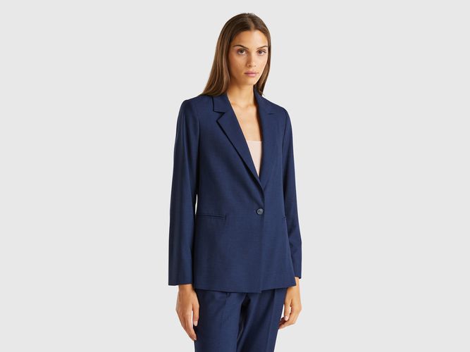 Benetton, Blazer En Viscose Mélangée Stretch, taille, Bleu Foncé - United Colors of Benetton - Modalova