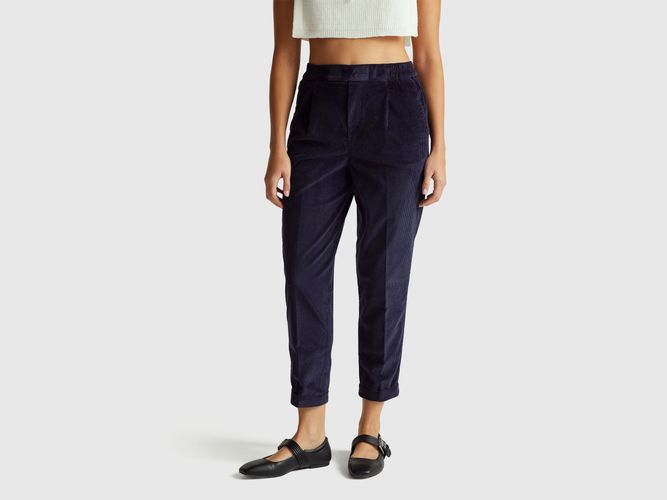 Benetton, Pantalon Chino En Velours Avec Taille Élastiquée, Taille: M, Bleu Foncé - United Colors of Benetton - Modalova