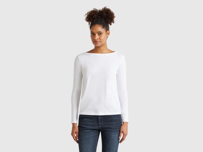 Benetton, T-shirt Col Bateau 100% Coton, taille L, Blanc - United Colors of Benetton - Modalova