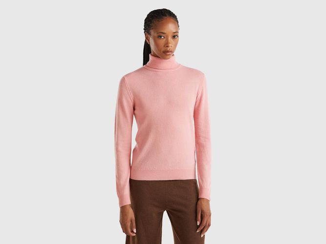 Benetton, Pull Col Montant Rose En Pure Laine Mérinos, taille L, Rose - United Colors of Benetton - Modalova