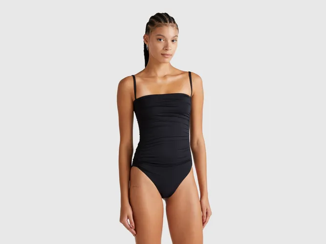 Benetton, Maillot De Bain Une Pièce Avec Drapé, taille 100, Noir - United Colors of Benetton - Modalova