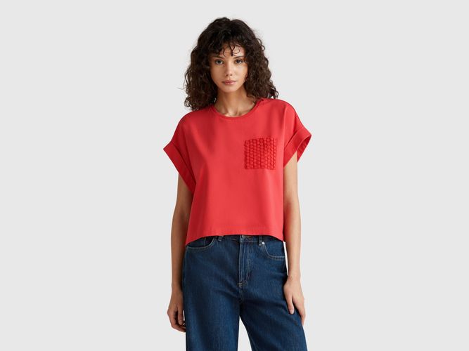Benetton, T-shirt Avec Poche Macramé, taille L, Rouge Brique - United Colors of Benetton - Modalova