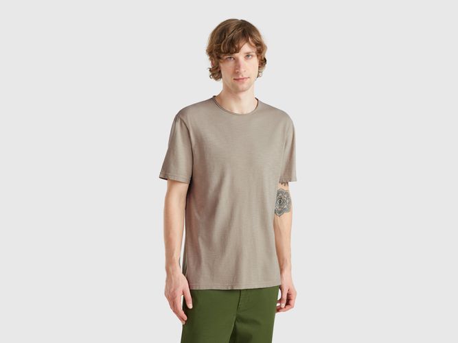 Benetton, T-shirt Vert Sauge En Coton Flammé, taille XXL, Vert Clair - United Colors of Benetton - Modalova