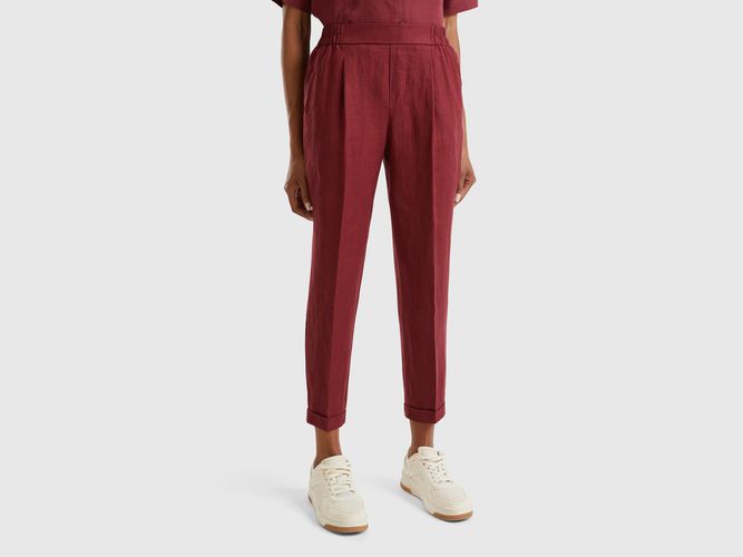 Benetton, Pantalon Coupe Regular En Pur Lin, taille XXS, Bordeaux - United Colors of Benetton - Modalova