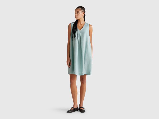 Benetton, Robe Sans Manches En Pur Lin, taille L, Bleu Vert - United Colors of Benetton - Modalova