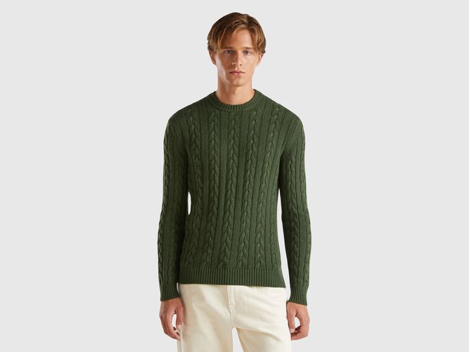 Benetton, Pull Torsadé En Cachemire Mélangé, taille XXL, Vert Foncé - United Colors of Benetton - Modalova