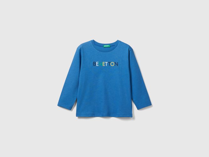Benetton, T-shirt Manica Lunga In Cotone Bio, taglia 104, Blu, Bambini - United Colors of Benetton - Modalova