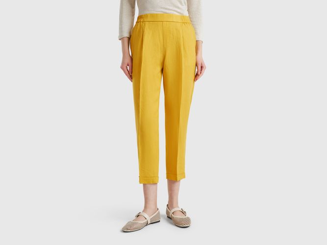 Benetton, Pantalon Court En 100% Lin, taille L, Moutarde - United Colors of Benetton - Modalova