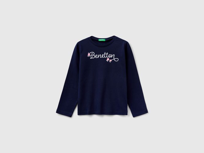 Benetton, T-shirt Manica Lunga Con Stampa Glitter, taglia 98, Blu Scuro, Bambini - United Colors of Benetton - Modalova